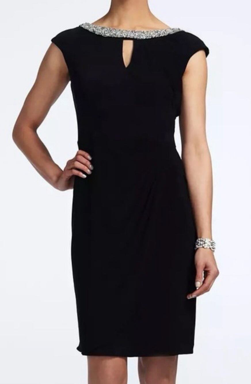 Jeanne Alexander Women's Beaded Sheath Dress Black Size 16 A001240